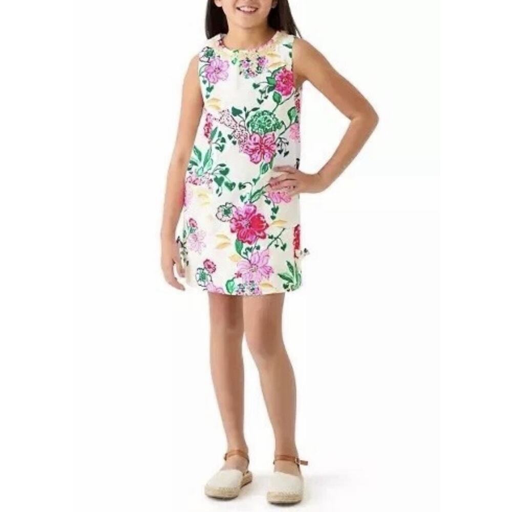 Lilly Pulitzer Girls Size 8 Little Lilly Classic Floral Shift Dress Pink Green - Picture 2 of 14